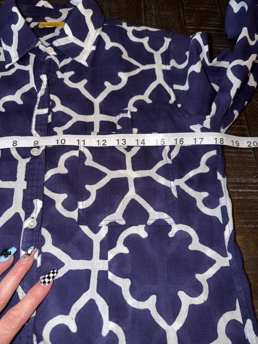 Roberta Roller Rabbit Navy and White Geometrical Patterned Top - Picture 5 of 6